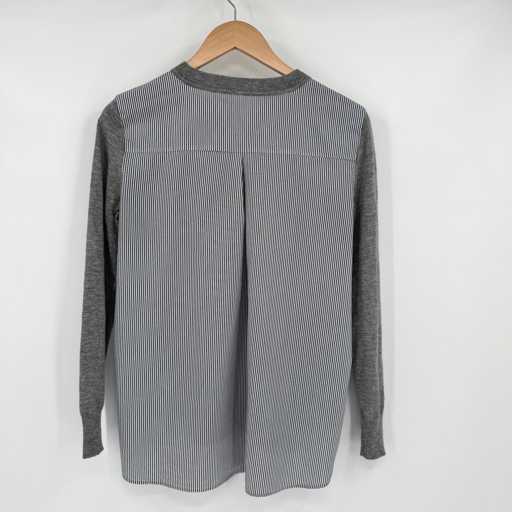 J.Crew Womens Merino Wool Blend Mixed Media Striped Layered Sweater Grey S - Picture 5 of 12